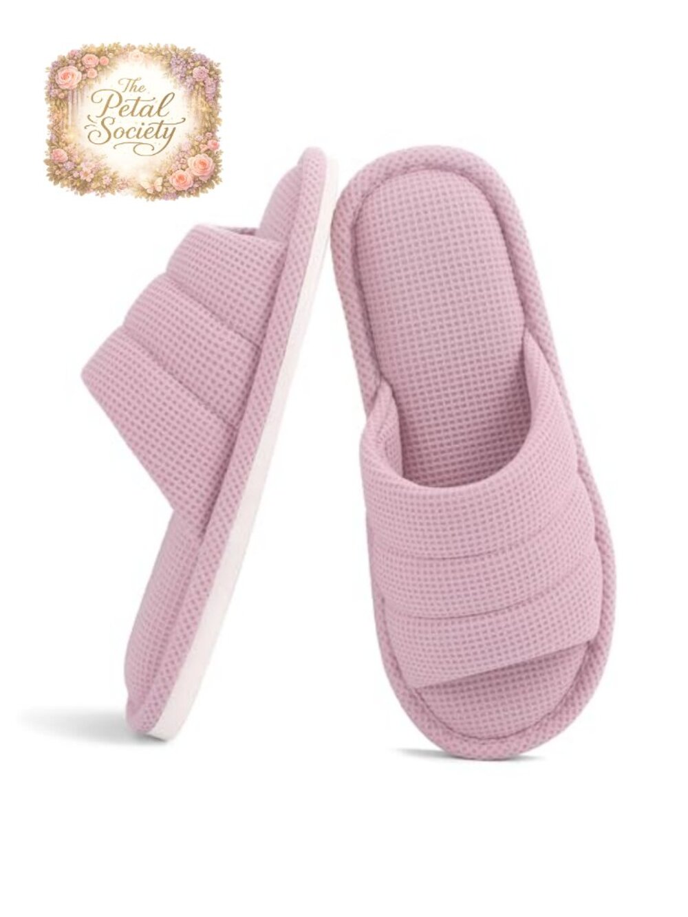 Waffle Open Toe Memory Foam House Slippers Slides Breathable Washable